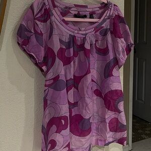 Context Purple and Pink Cotton & Silk Blend Women's Blouse
